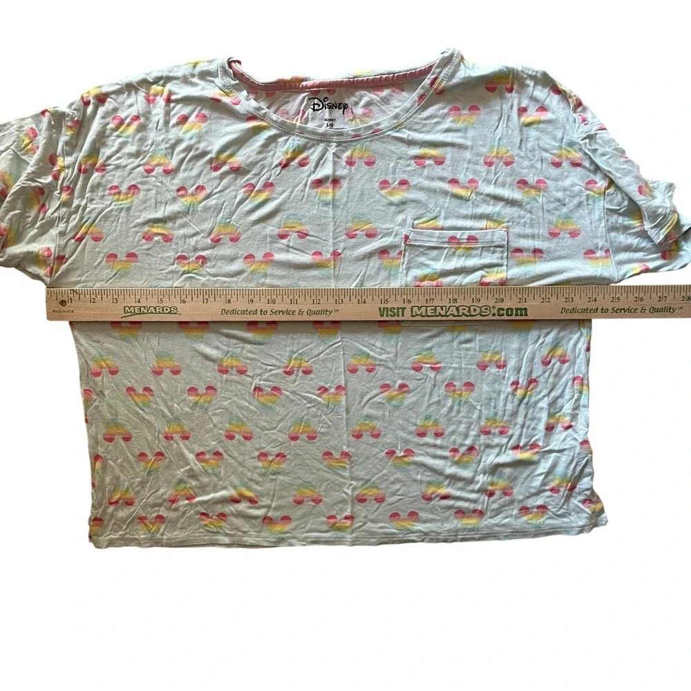 Disney‎ Mickey Mouse Rainbow Pajama Set Womens L/G Top & Shorts Sleepwear - Picture 9 of 9